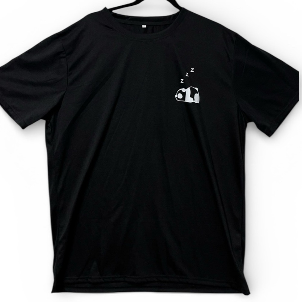 Men's XL Black Short Sleeve Tee with Panda Design